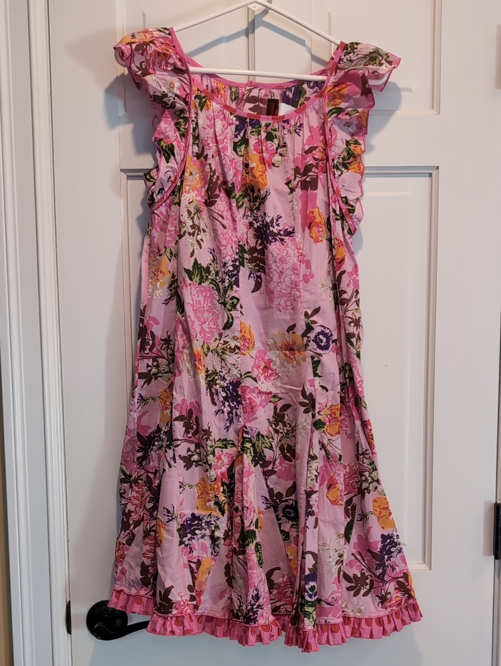 Catimini Pink Floral Ruffle-Trim Dress